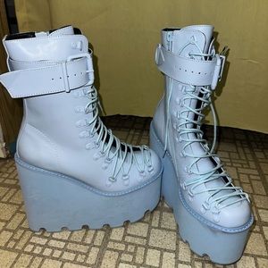 Sugar Thrillz baby blue traitor boots (bought originally on DollsKill)